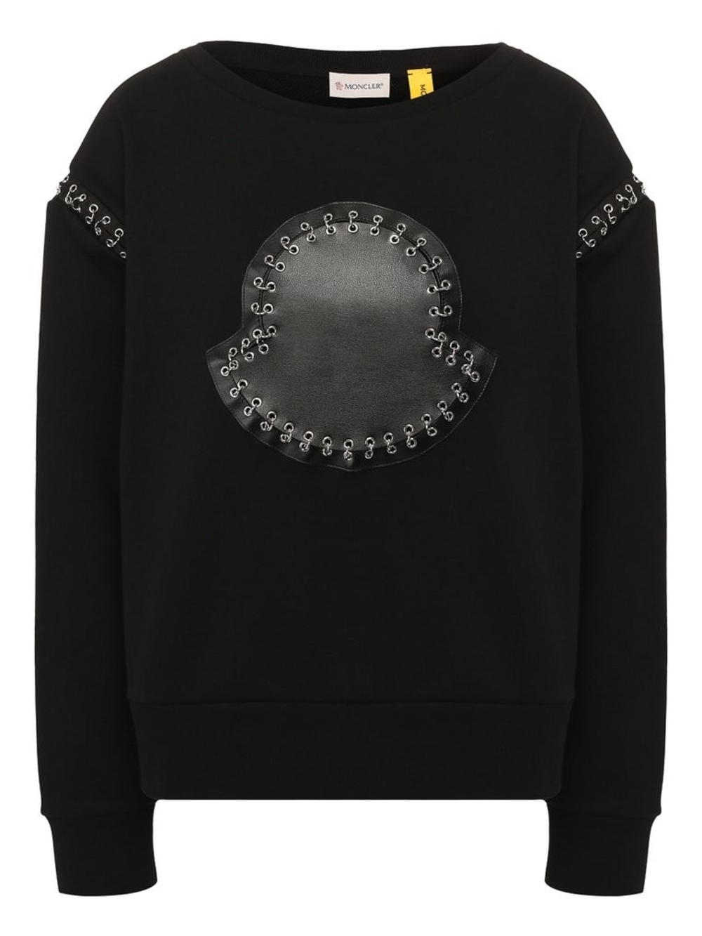 Moncler 6 Noir Kei Ninomiya Black Embellished Logo Sweatshirt